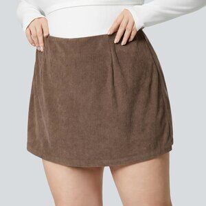 Halara High Waisted Invisible Zipper 2-in-1‎ A Line Mini Corduroy Skirt 1X